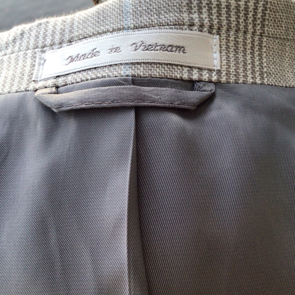 Ralph Lauren Black Label 100% Linen Blue and Gray Plaid 2 Button Blazer - Picture 15 of 16